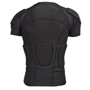 Adult Men’s Football Rugby Padded Compression Shirt with Honeycomb EVA Chest, Rib, and Shoulder Protector