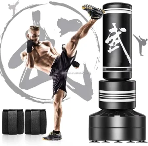 Adults and Kids Martial Arts Trainer PU Water- and Sand-Filled Heavy Boxing Punching Bag Standing Person Shape
