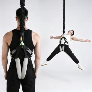 Aerial Yoga Bungee Rope with Carabiner Hook and Harness Strap for Indoor Bungee Jumping