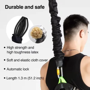 Aerial Yoga Bungee Rope with Carabiner Hook and Webbing Strap for Jumping, Dance and Fitness