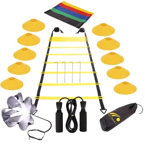 Agility Ladder Training Set with Cones and Running Drag Parachute for Football