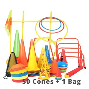 Agility Training Set with Adjustable Hurdles Soccer Cones Running Parachute and Resistance Bands