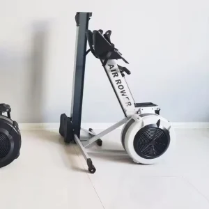 Air Rower Foldable Rowing Machine With Aluminum Rail Transport Wheels LED Monitor Gears Adjustable Fitness Cardio Trainer
