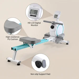 Air Rower LCD Display Belt-Driven Magnetic Rowing Machine