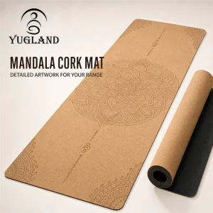 Alignment Line Cork Yoga Mat Natural Non-Slip Workout Pad for Professional Pilates Gym