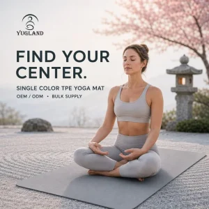 Alignment Line Single Color TPE Non-Slip Yoga Exercise Mat for Beginner Yoga and Pilates