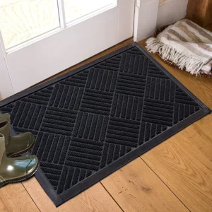 All-Weather Anti-Slip Stripe Polyester Door Mat for Kitchen, Office, and Home