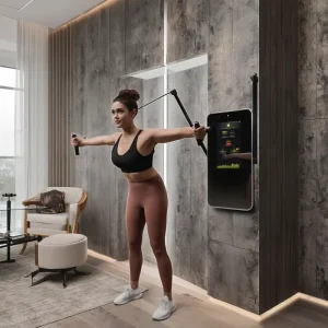 All-in-One Digital Smart Home Gym Kit with Metal Frame, 100kg Weight Stack, 24-inch Touch Screen