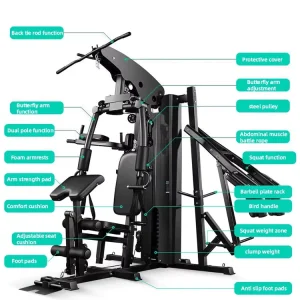 All-in-One Home Gym Machine, Multifunction Strength Training Equipment, Triple Station