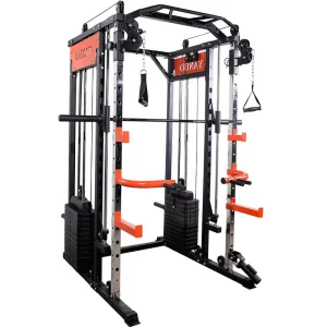 All-in-One Multi-Functional Smith Machine Dual 60kg Weight Stacks Metal 350kg Max Load Cable Crossover Pull-Up Bar