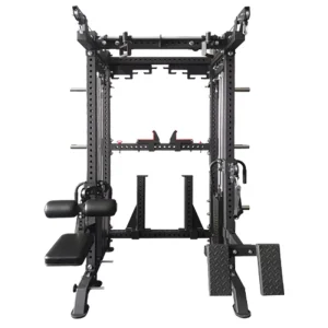 All-in-One Steel Power Rack Functional Trainer Lat Pulldown Low Row Smith Cable Dual Weight Stacks Commercial Gym