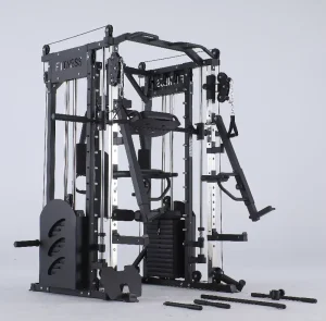 All-in-one Multi-station Power Rack Smith Rack with Chest Fly & Leg Press & Swinging Arms Cable Cross System for Home Gym