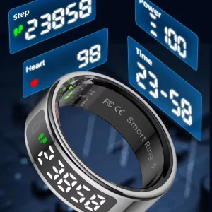 Alloy Smart Health Ring for Couples Fitness Tracker with Screen Design Sleep Tracker Lighting & Advanced Health Monitoring