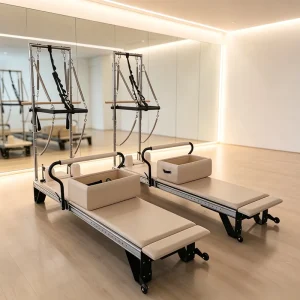 Aluminium Full-Track Pilates Reformer with Half Tower and Half Trapeze for Yoga and Core Strength Training