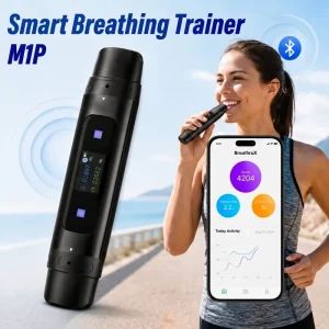 Aluminum Alloy Breathing Monitor with App, Real-Time Lung Function Display, Dual-Channel Inhale/Exhale, 3 Resistance