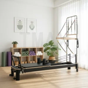 Aluminum Pilates Reformer with Tower Black Whole Set for Yoga Pilates Studio CE