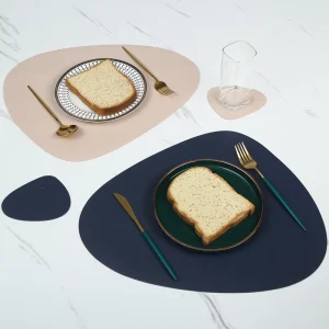 American Style Leather Placemat Heat Resistant Water and Oil Proof Insulating Nordic Style Circle Solid Color Mat