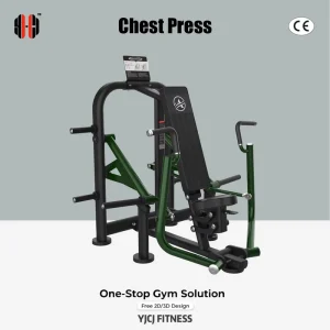 Angled Chest Trainer with Separate Lever Handles, Adjustable Pad, Open Frame, and Weight Sleeves for Fitness Center