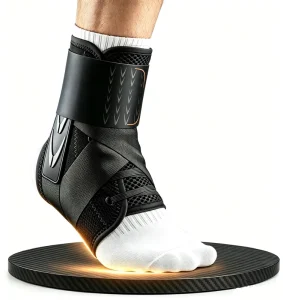Ankle Brace for Sprains Quick Lace-Up Support Men Women 2 Contoured Support Pads Nylon for Sports Injury Recovery