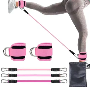 Ankle Straps Resistance Bands Set Elastic Fitness Band Gym Equipment for Men and Women Bodybuilding Workout Bar
