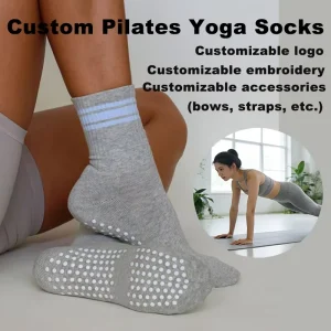 Anti-Bacterial Athlete Grip Pilates Socks with Non-Slip Silicone, Breathable Crew, Autumn, Factory Direct