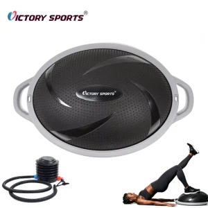 Anti Burst Balance Training PVC Oval Shape Pilates Yoga Half Exercise Ball with Pump