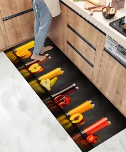 Anti-Fatigue Anti-Skid Eco-Friendly Leather Modern Flat-Pile Kitchen Floor Mat