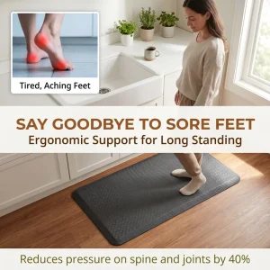 Anti-Fatigue Kitchen Mat Thick Cushioned Non-Slip PU Leather Waterproof