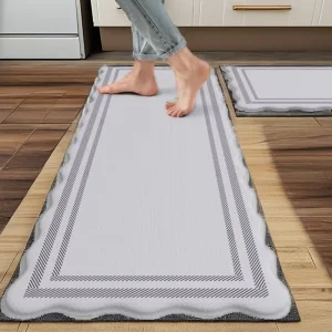 Anti-Fatigue Non-Slip Cushioned Kitchen Mats Set of 2, Christmas Decor, Red Rectangle