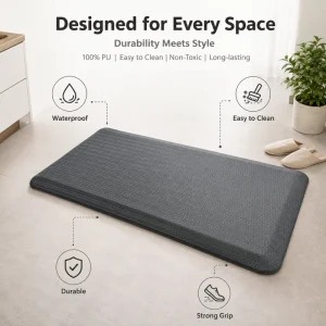 Anti-Fatigue PU Floor Mat Non-Slip Rubber Backing Thick Cushioned Waterproof Eco-Friendly Stain-Resistant Antimicrobial