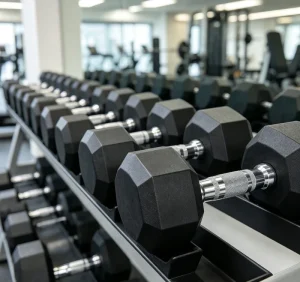 Anti-Roll Hex Rubber Dumbbells with Solid Cast Iron Core for Home Gym Strength Training