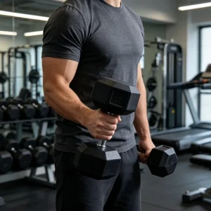Anti Roll Hex Rubber Hand Weights with Steel Core Textured Chrome Anti Slip Grip for Home and Gym