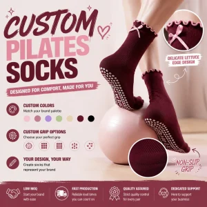 Anti-Slip Grip Cotton Pilates Socks for Women and Yoga