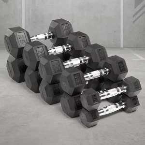 Anti Slip Hexagonal Rubber Coated Dumbbell Solid Steel Core Lightweight Durable Home Gym Bodybuilding Weight Dumbbell Rack