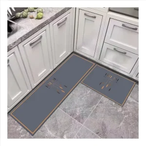 Anti-Slip Kitchen Mat Set Modern Puzzle Design Cushioned Washable Polyester PVC Woven Standing Mat