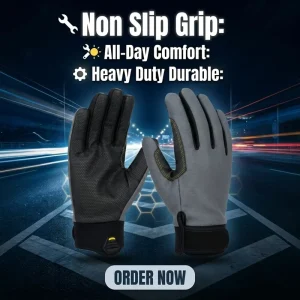 Anti-Slip PU-Coated Breathable Work Gloves with Hook-and-Loop Cuff and Elastic Wrist