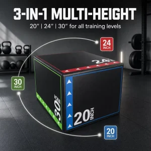Anti-Slip PVC Leather Adjustable-Height Plyometric Training Jump Box for Commercial Use