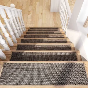 Anti-Slip Polyester Plush Woven Stair Mats Modern Style