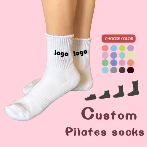 Anti-Slip Silicone Grip Pilates Reformer Socks for Women, Low-Cut, Embroidered