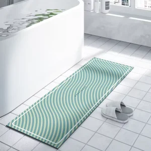 Anti-Slip Washable White Rubber Diatomite Bath Rug Custom Size Pet-Friendly Bathroom Mat