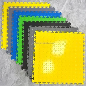 Anti Slip Waterproof Eco Friendly Anti Scratch Wear resistant PVC Garage Floor Tiles 500x500mm Click Lock Installation 3 Year