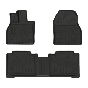 Anti-Slip Waterproof Rubber Car Mats, Full Set, 3-Piece, 2 mm Thick, Geometric Pattern, for BZ4X