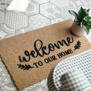Anti-Slip Welcome Carpet 100% Polyester Fiber Artificial Coir Doormat Entrance Mat