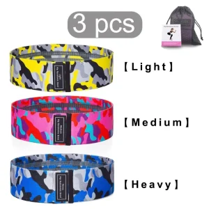 Anti-Snap Fabric Hip Resistance Bands, Anti-Slip Booty Loop Bands, 3-Pack for Women