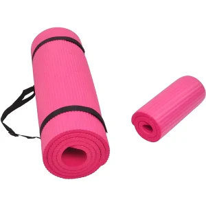 Anti-Tear Extra-Thick High-Density Exercise Yoga Mat 1/4-Inch with Carrying Strap
