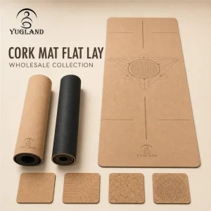 Antimicrobial Dual Layer Non Slip Cork Yoga Mat for Pilates Gym Workout