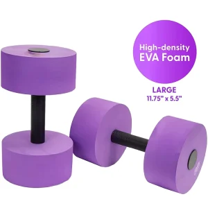 Aqua Fitness Dumbbell Set of 2, EVA Foam, Waterproof, Lightweight, Adjustable, Anti-Slip, Pool Aerobics