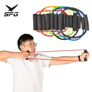 Archery Stretch Training Band Exerciser with Wood Riser for Compound and Recurve Bow Practice