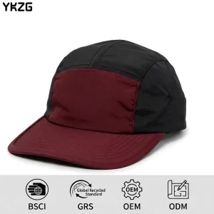 Athletic Performance 5-Panel Cap Quick-Dry Lightweight Nylon Baseball Hat Soft Crown Camper Cap for Outdoor Sports, Running and Gym