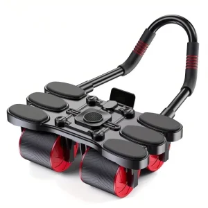 Automatic Rebound Ab Roller with Knee Pad, Non-Slip, Black